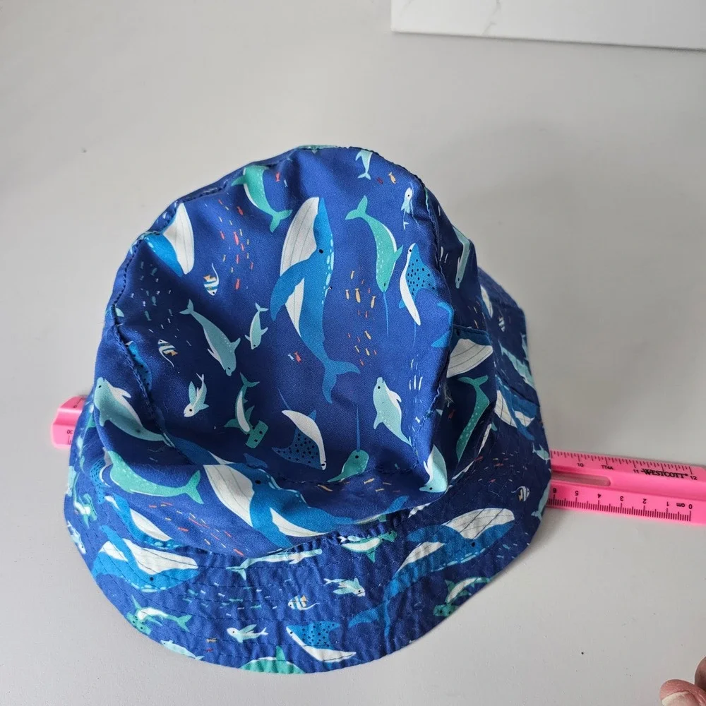 Kids O'Rageous Whale Print Bucket Hat Blue White Green Sea‎ Life Beach Sun